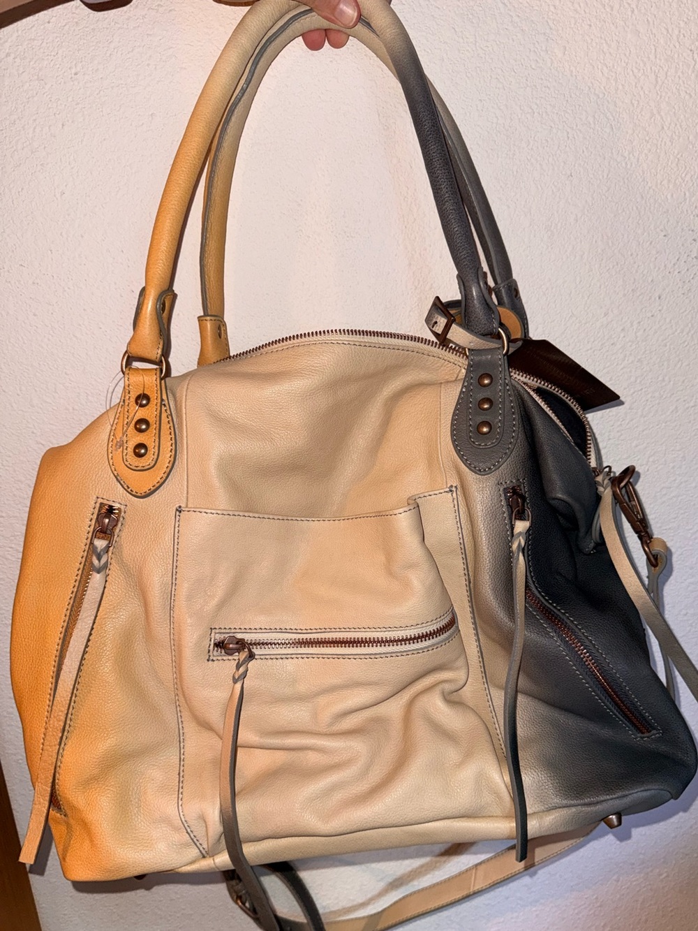 Free People Ombré Leather Tote in Tan, Cream & Gray 🔥🔥🔥🔥 Color sold out. - Picture 6 of 6